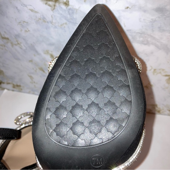 Kelly & Katie Black Blaken Pump Heels Silver Bows Cocktail Party Formal Shoes 7 - Picture 13 of 17